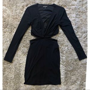 Sexy Open Back Black Dress